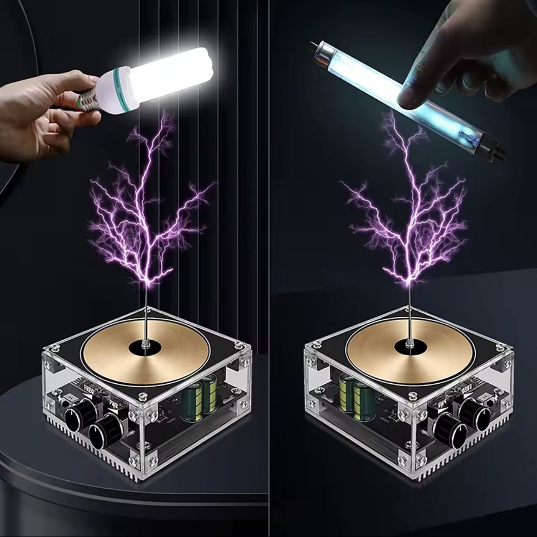Bulbs light with nothing plugged in.